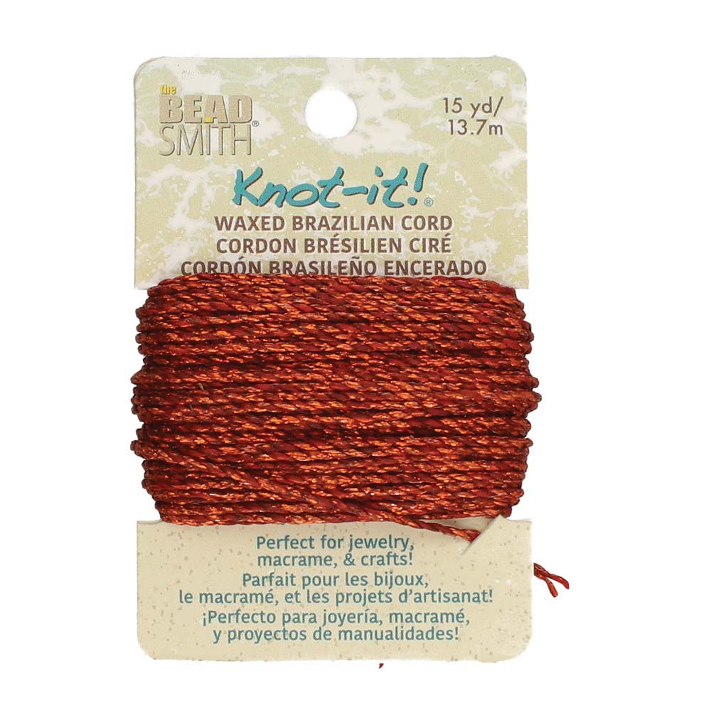 Knot-It Waxed Brazilian Cord, Copper Color - 15 Yards