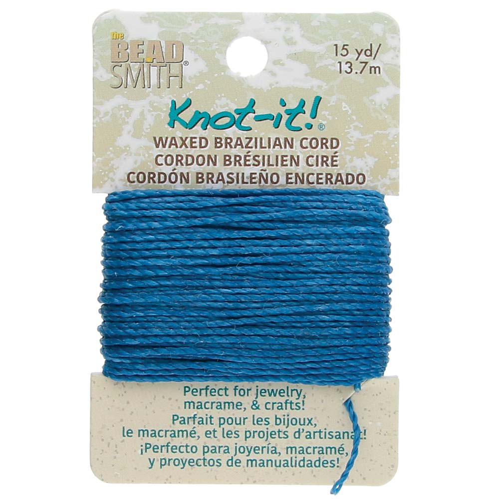 Knot-It Waxed Brazilian Cord, Deep Ocean Blue Color - 15 Yards