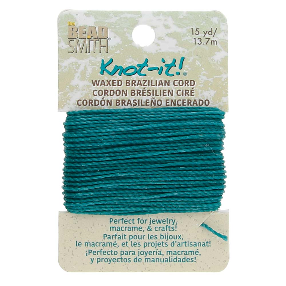 Knot-It Waxed Brazilian Cord, Sea Green Color - 15 Yards