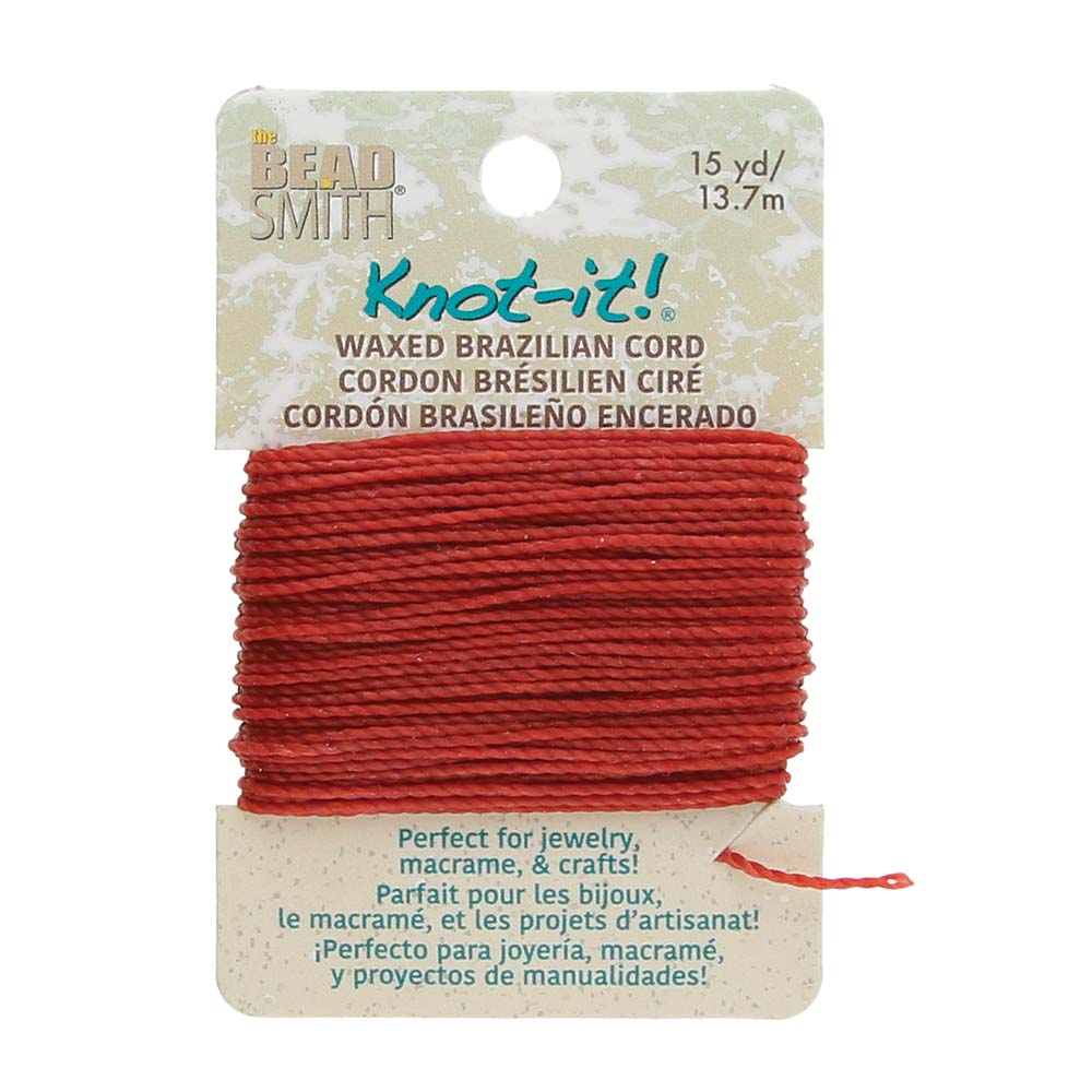 Knot-It Waxed Brazilian Cord, Terracotta Color - 15 Yards