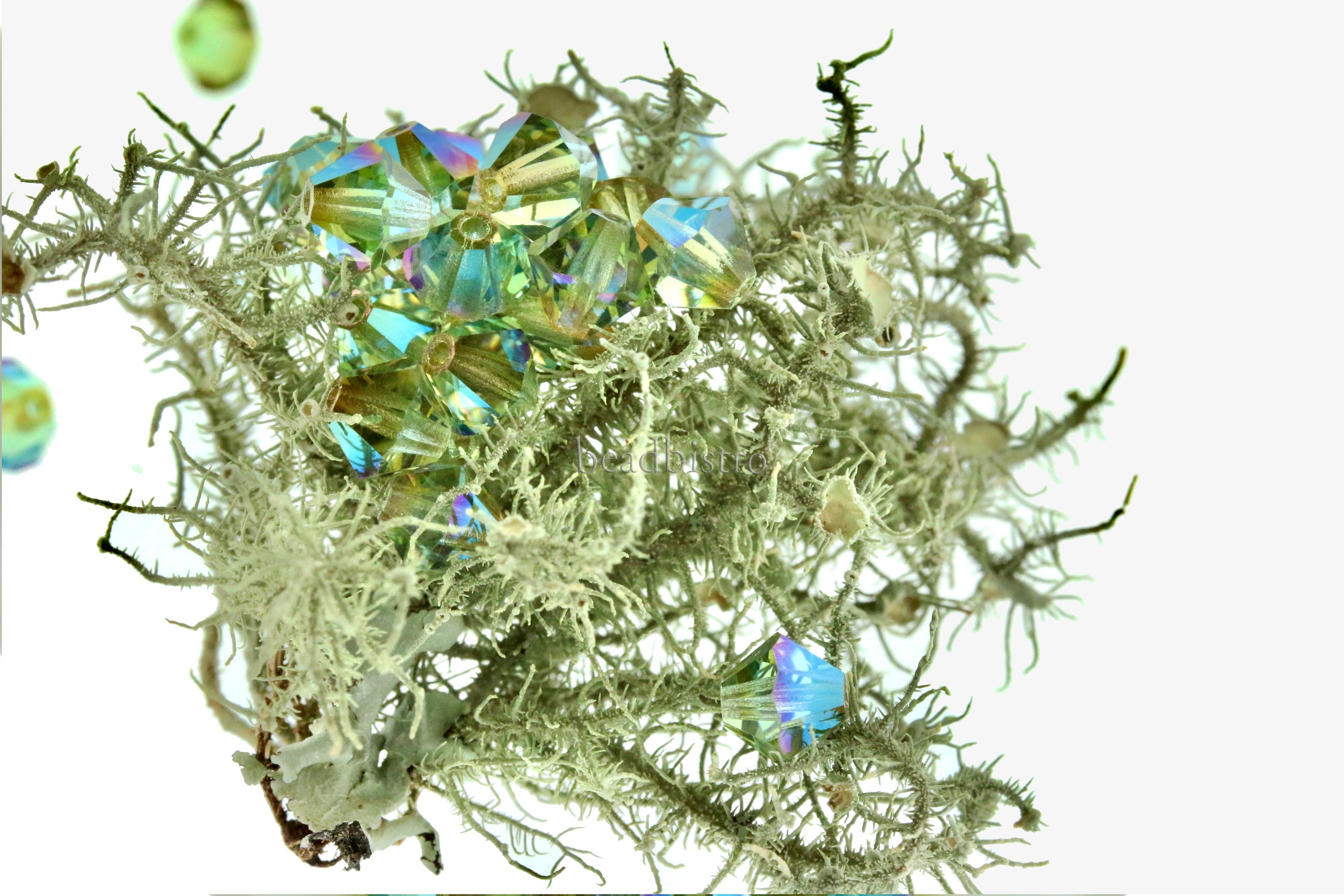 Aqua Iridescent Moss 4mm, 6mm Preciosa Crystal Bicones - Limited Edition