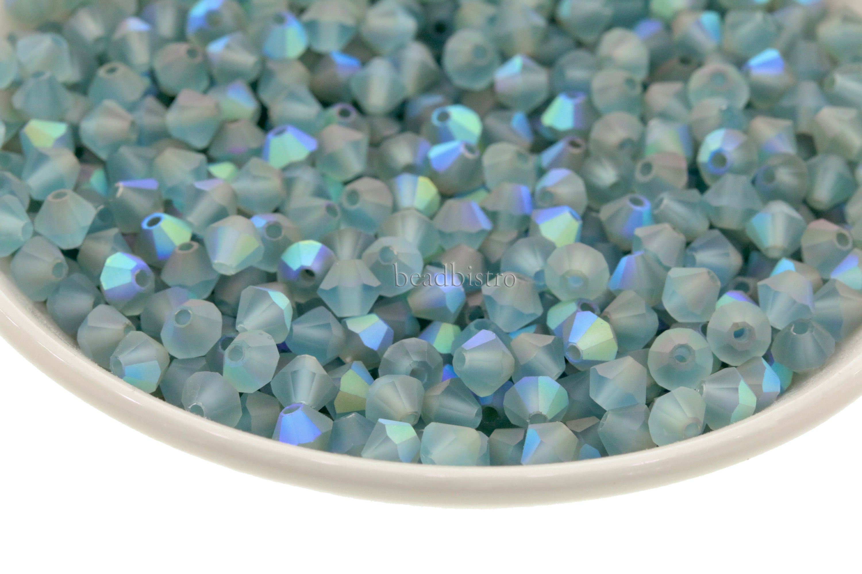 Aqua Stardust 3mm, 4mm, 6mm Preciosa Crystal Bicones