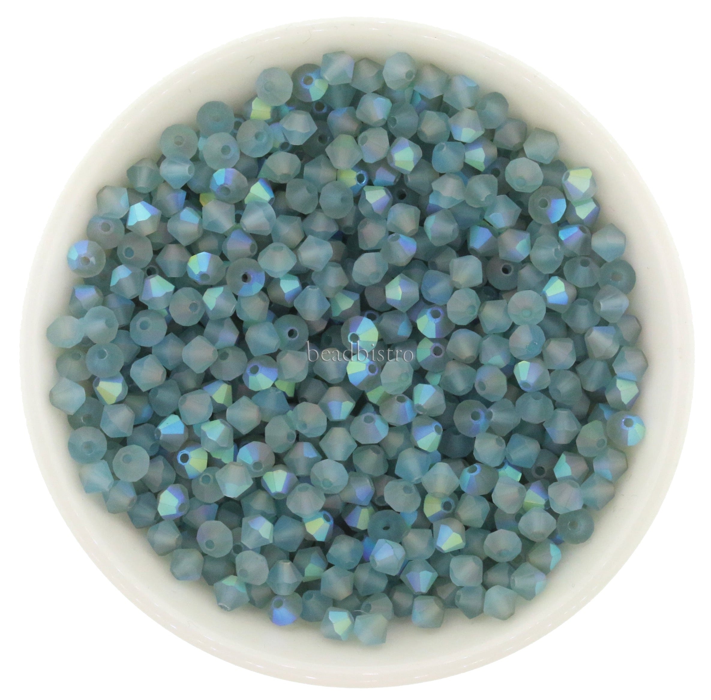 Aqua Stardust 3mm, 4mm, 6mm Preciosa Crystal Bicones