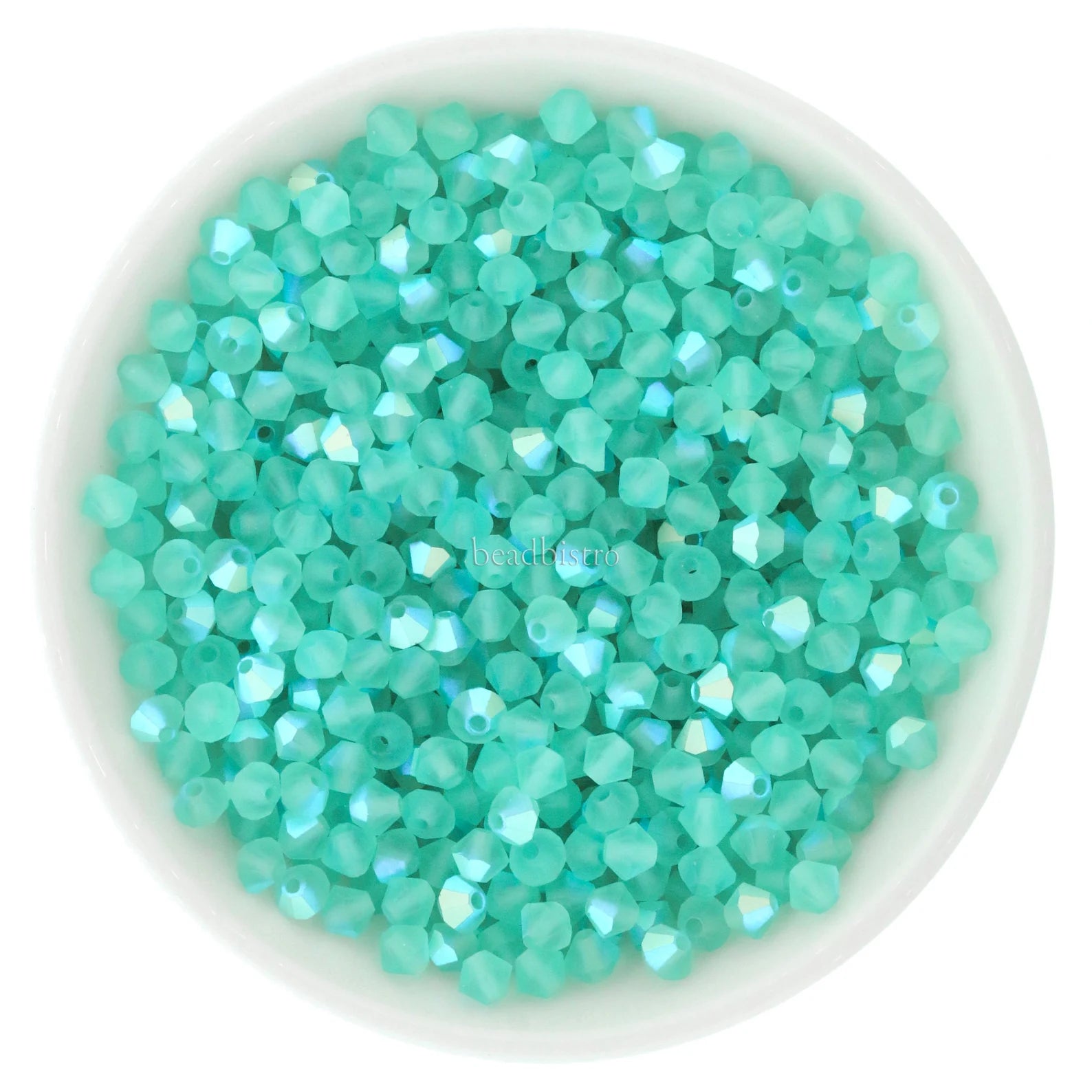 Caribbean Sea AB Matte 3mm, 4mm, 6mm Preciosa Crystal Bicones