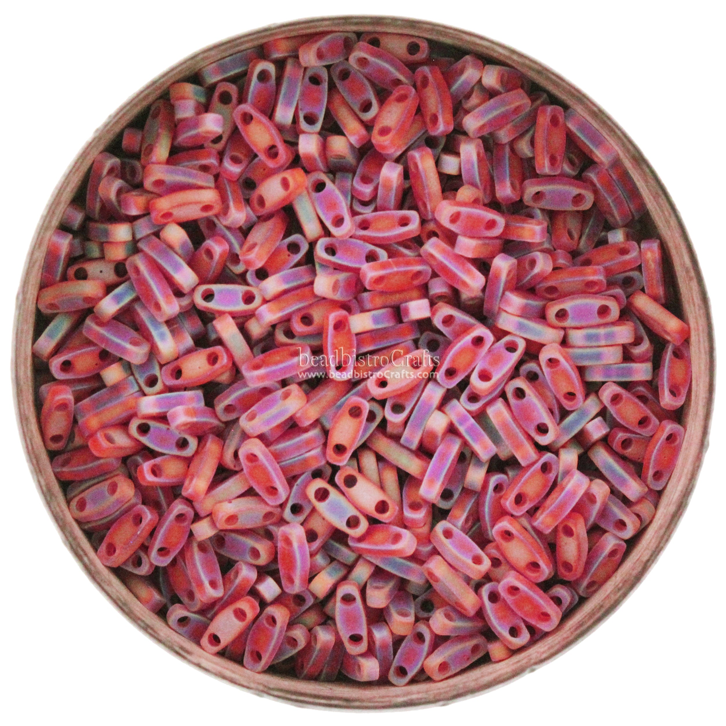 MIYUKI Quarter Tila Beads, Frosted Transparent Red AB # 140FR (5 or 10 grams)
