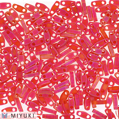 MIYUKI Quarter Tila Beads, Frosted Transparent Red AB # 140FR (5 or 10 grams)