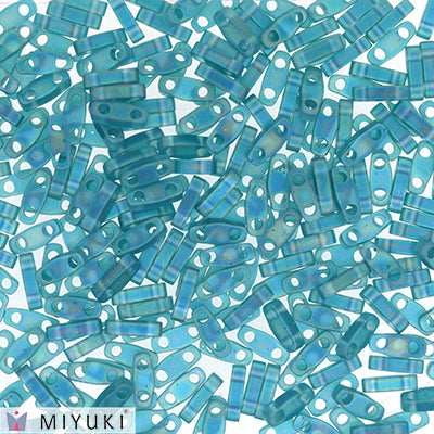 MIYUKI Quarter Tila Beads, Frosted Transparent Teal AB # 2405FR (5 or 10 grams)