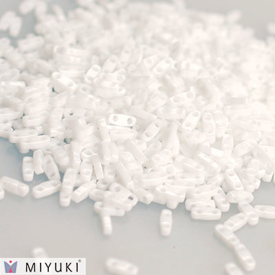 MIYUKI Quarter Tila Beads, Opaque White # 402 (5 or 10 grams)