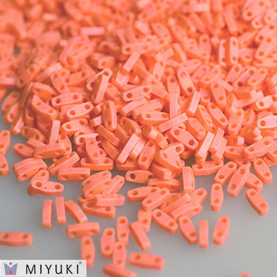 MIYUKI Quarter Tila Beads, Frosted Opaque Orange AB # 406FR (5 or 10 grams)