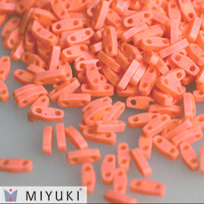 MIYUKI Quarter Tila Beads, Frosted Opaque Orange AB # 406FR (5 or 10 grams)