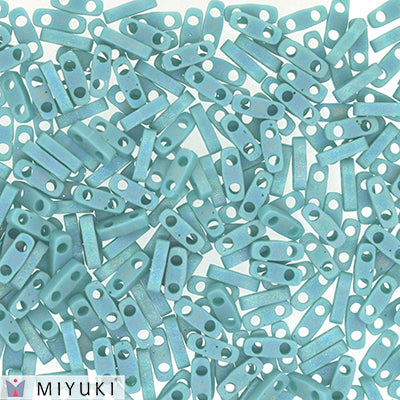 MIYUKI Quarter Tila Beads, Frosted Opaque Turquoise AB # 412FR (5 or 10 grams)
