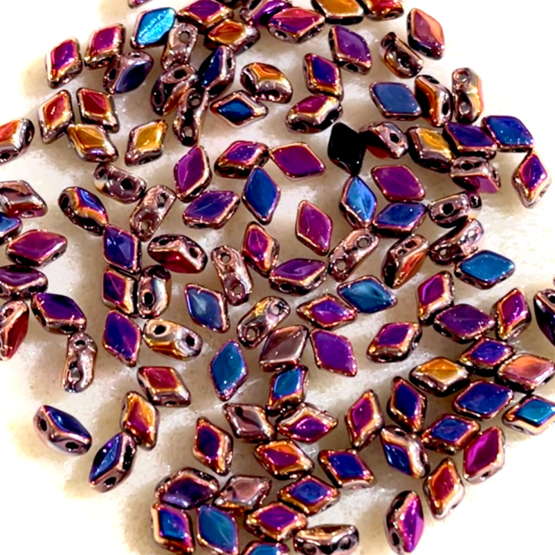 Mini GemDuo Beads 6x4mm Jet Full Slipirit 2-Hole Czech Seed Beads ~ 120pcs