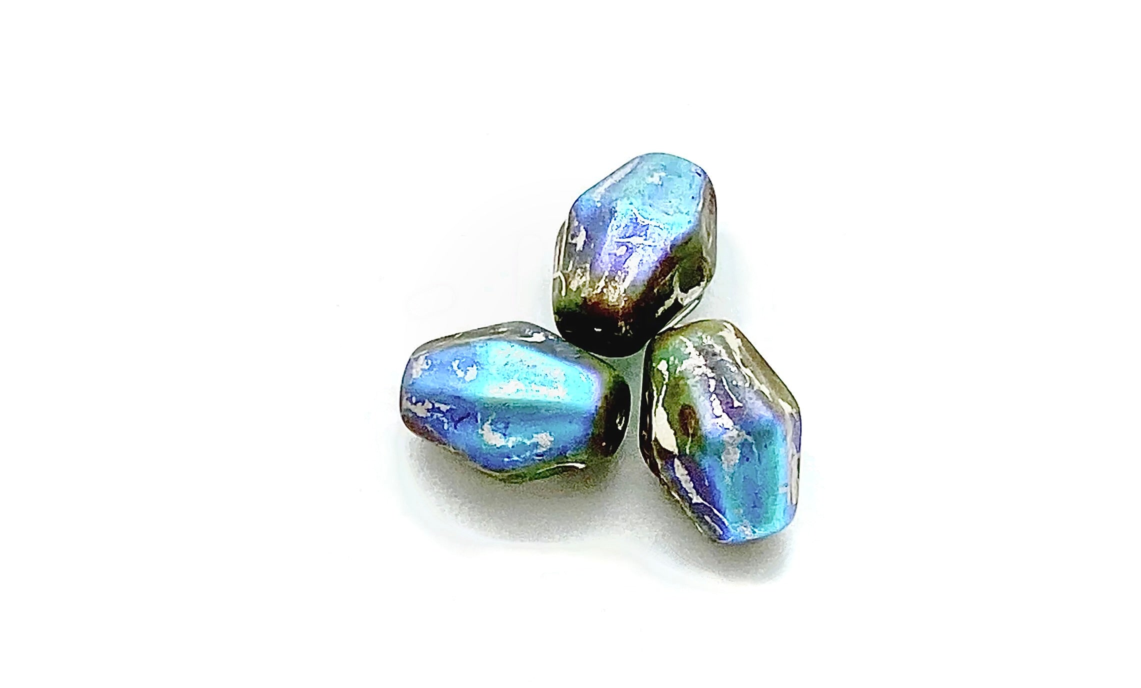 Czech Glass Beads Elongated Bicone 10x8.5mm Matte Turquoise Picasso AB (6pcs)