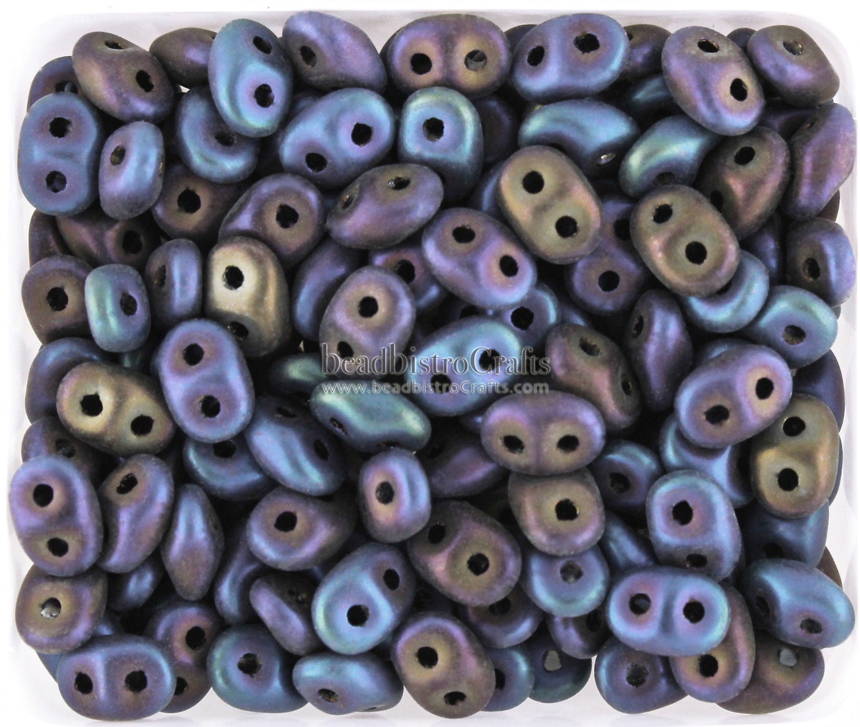 SuperDuo 2.5x5mm Jet Rainbow Matte Iris 2-Hole Czech Seed Beads ~ 20g