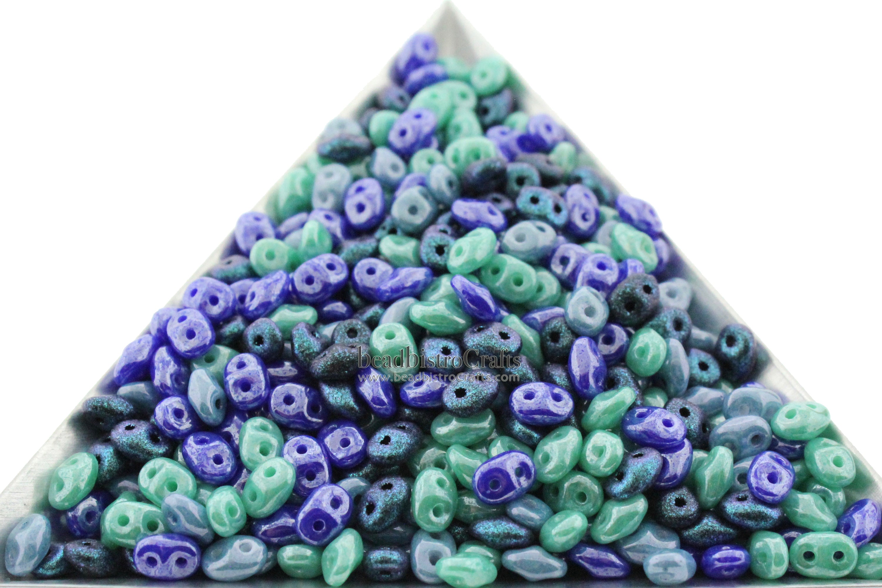 SuperDuo 2.5x5mm CLASSIC BLUE & BISCAY Green Mix * / Custom mix 2-Hole Czech Seed Beads ~ 20g