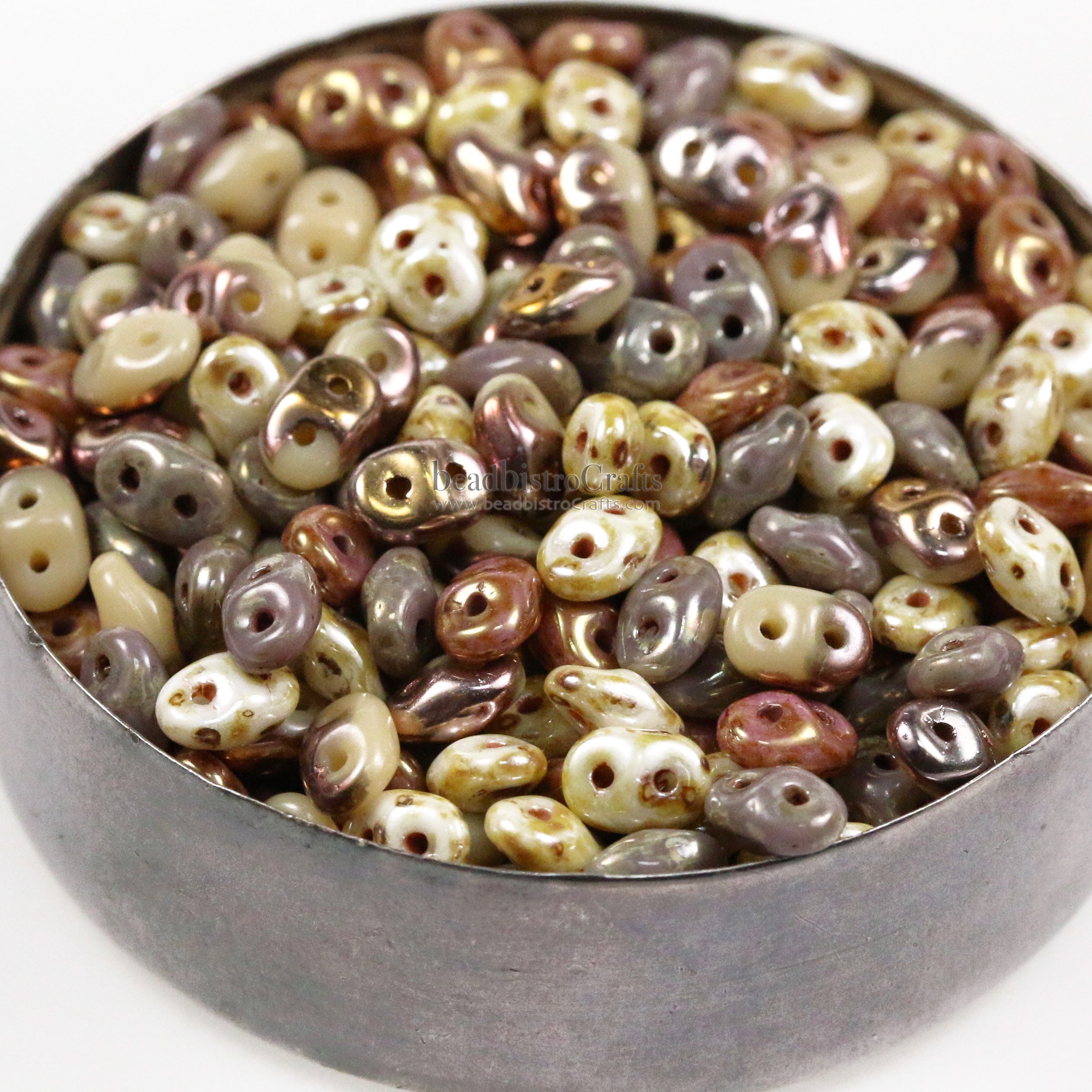 SuperDuo 2.5x5mm Sandstone Mix 2-Hole Czech Seed Beads ~ 10g