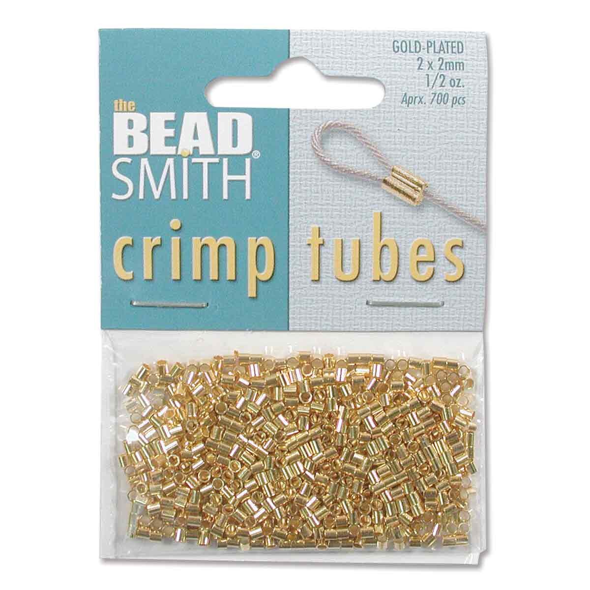 Basic Elements, 2X2mm Gold Plated Crimp Tubes, 400 Piece Bulk Packages