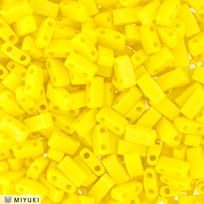 MIYUKI Half Tila Beads, Frosted Opaque Yellow AB # 404FR - 10 grams