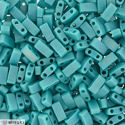 MIYUKI Half Tila Beads, Frosted Opaque Turquoise AB # 412FR - 10 grams