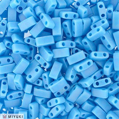 MIYUKI Half Tila Beads, Frosted Opaque Blue Turquoise AB # 413FR - 10 grams