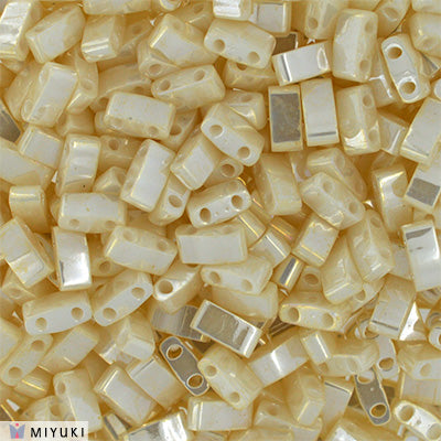 MIYUKI Half Tila Beads, Antique Ivory Ceylon # 592 - 10 grams