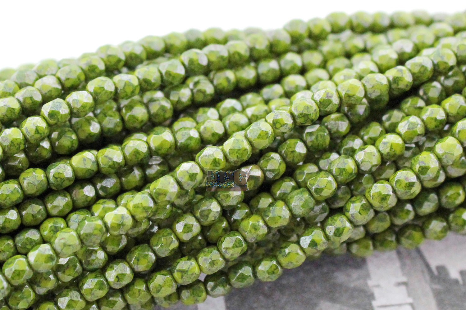 Opaque Olive Silver Grey Terracotta Luster, 3mm Round Fire Polish Beads (50pcs)