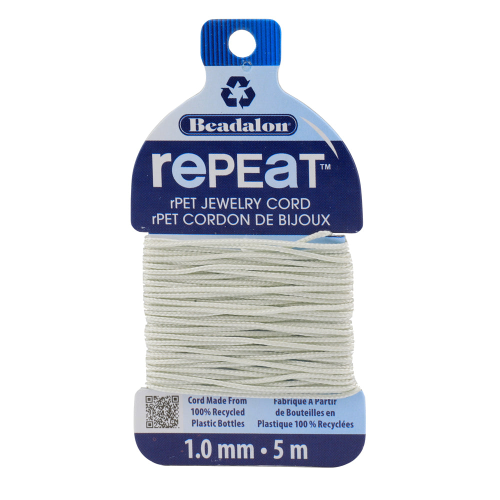 Beadalon RePEaT CLOUD 1.0mm, 100% Recycled PET Braided Jewelry Cord, Beading Cord