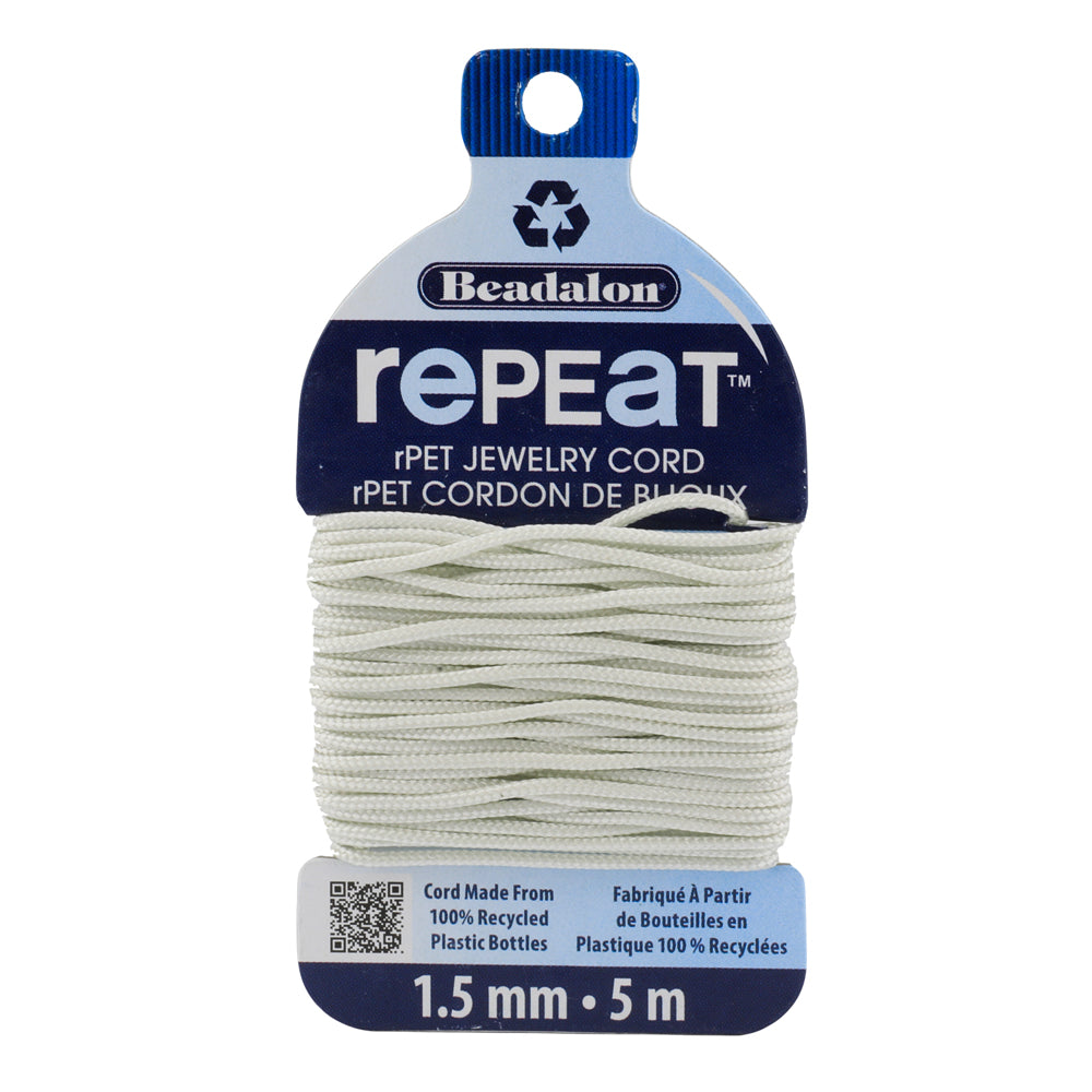 Beadalon RePEaT CLOUD 1.5mm, 100% Recycled PET Braided Jewelry Cord, Beading Cord