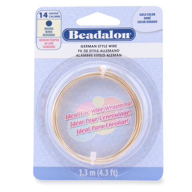 Beadalon German Wire, 14 Gauge Gold Color, 4.3ft Coil