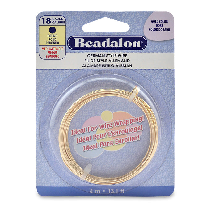 Beadalon German Wire, Gold Color 18 Gauge Round German Wire (13.0ft Coil)