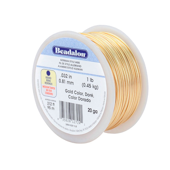 Beadalon German Wire, Gold Color 20 Gauge Round German Wire (312ft Spool)