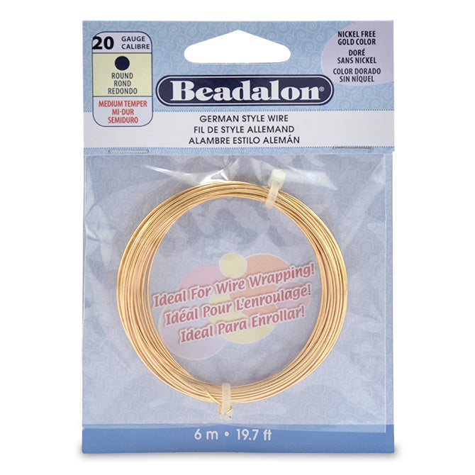 Beadalon German Wire, Gold Color 20 Gauge Round German Wire (19.7ft Coil)