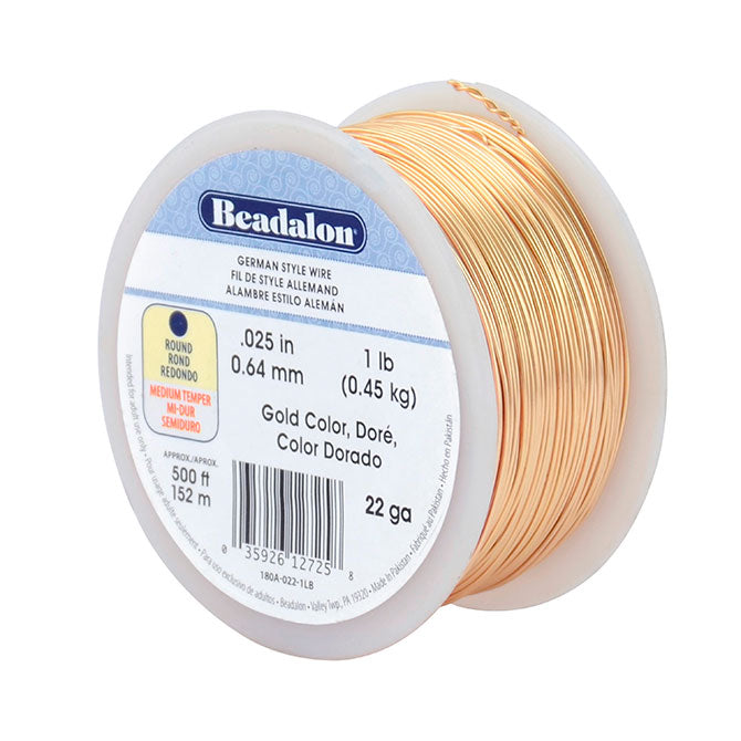 Beadalon German Wire, Gold Color 22 Gauge Round German Wire (500ft Spool)