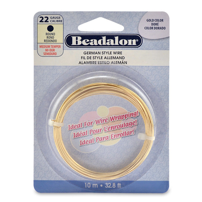 Beadalon German Wire, Gold Color 22 Gauge Round German Wire (32.8ft Coil)