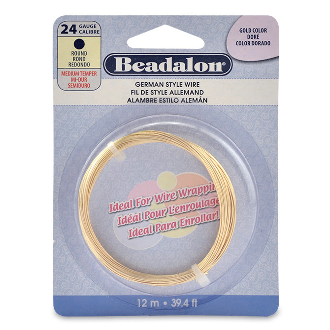 Beadalon German Wire, 24 Gauge Gold Color Round Wire ~ 39.4ft Coil