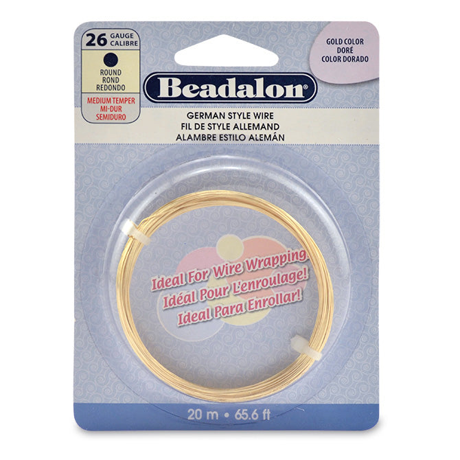 Beadalon German Wire, Gold Color 26 Gauge Round Wire ~ 65.6ft Coil