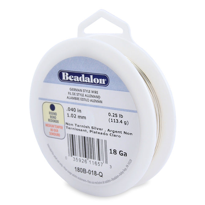 Beadalon German Wire, Silver Plated 18 Gauge Round German Wire (49ft Spool)