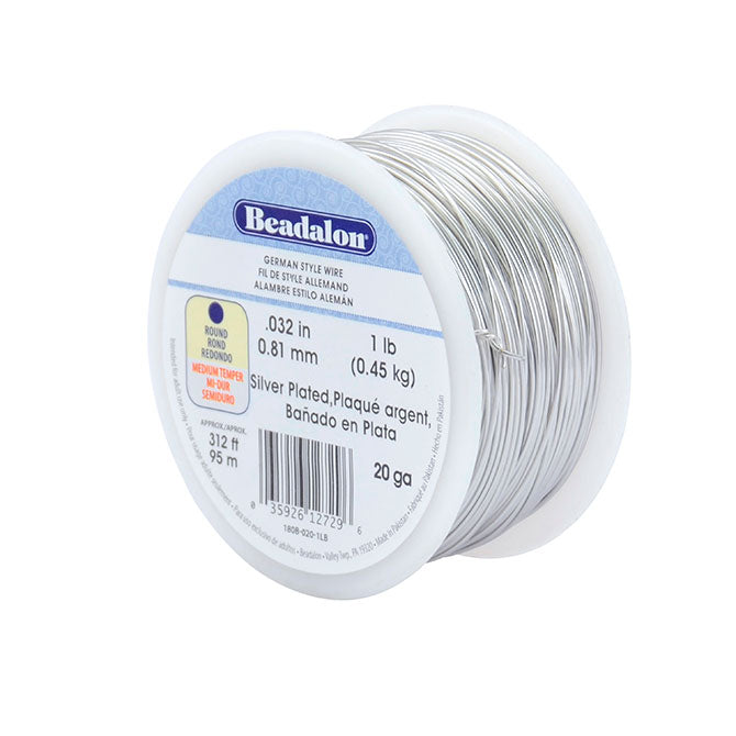 Beadalon German Wire, Silver Plated 20 Gauge Round German Wire (312ft Spool)