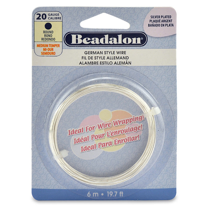 Beadalon German Wire, Silver Plated 20 Gauge Round German Wire (19.7ft Coil)