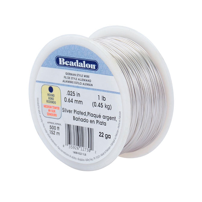 Beadalon German Wire, Silver Plated 22 Gauge Round Wire (500ft Spool)