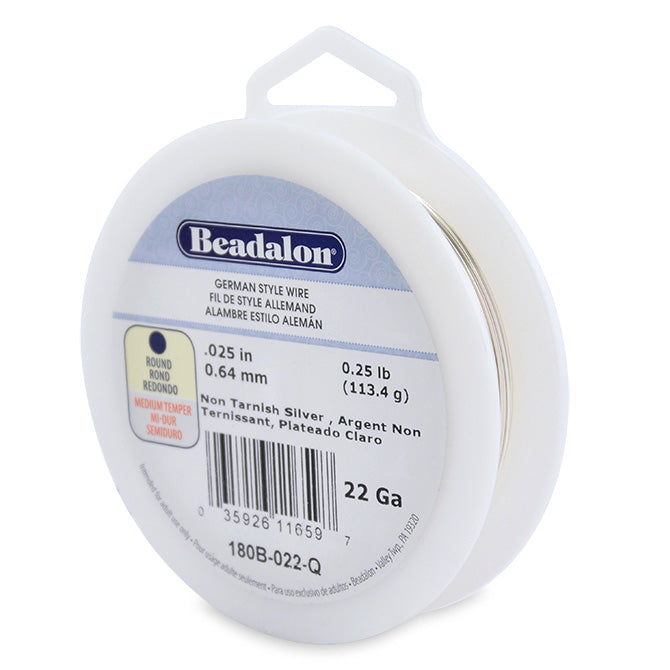 Beadalon German Wire, Silver Plated 22 Gauge Round Wire (125ft Spool)