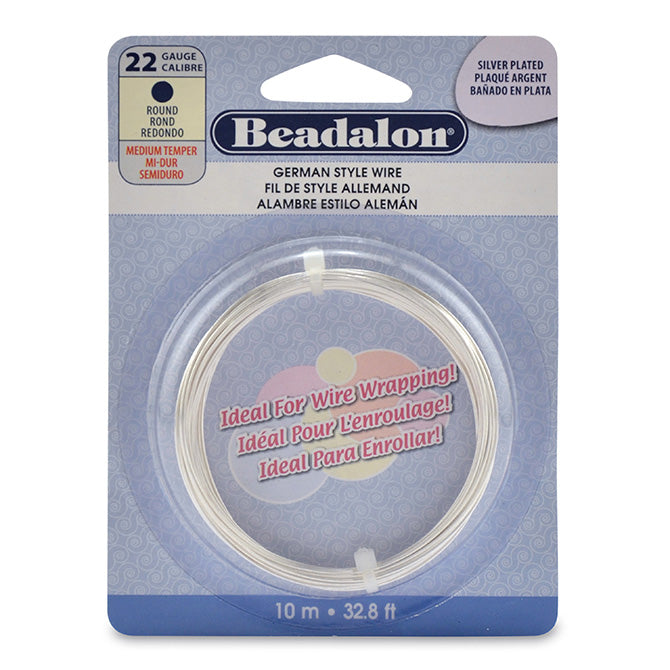 Beadalon German Wire, Silver Plated 22 Gauge Round German Wire (32.8ft Coil)