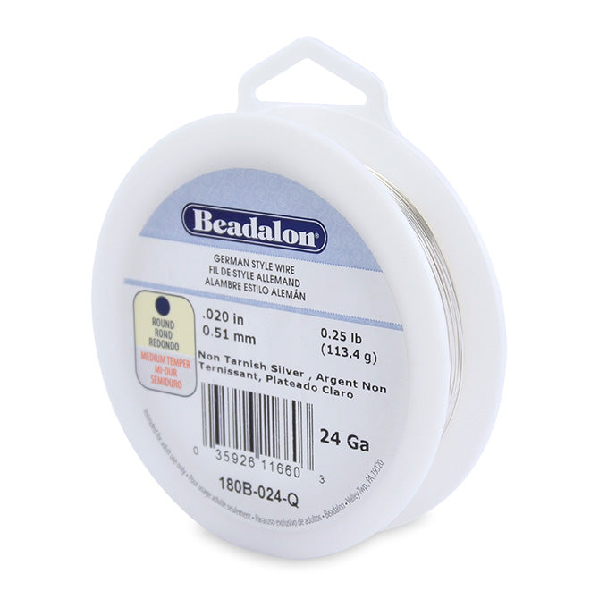 Beadalon German Wire, Silver Plated 24 Gauge Round German Wire (198ft Spool)