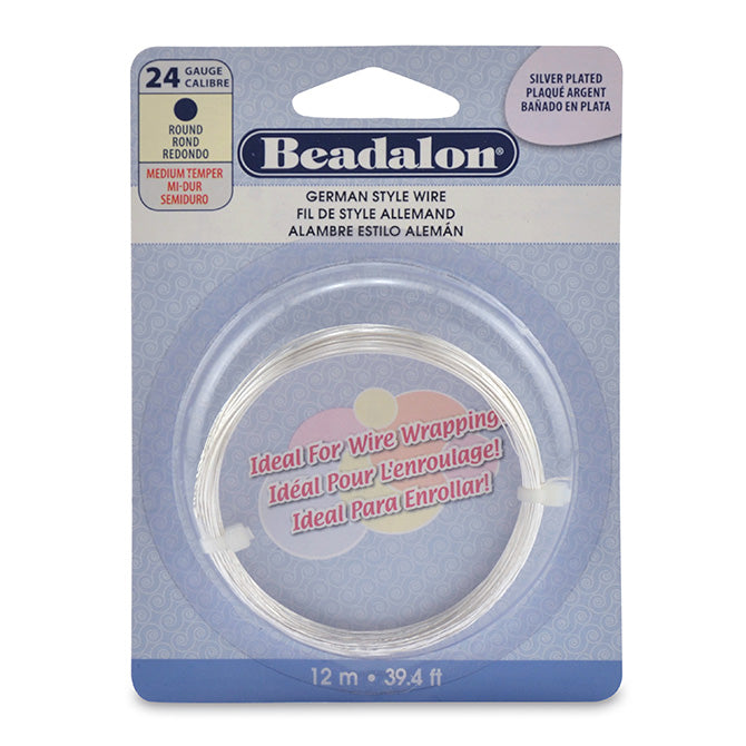 Beadalon German Wire, Silver Plated 24 Gauge Round German Wire (39.4ft Coil)