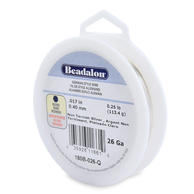 Beadalon German Wire, Silver Plated 26 Gauge Round German Wire (287ft Spool)