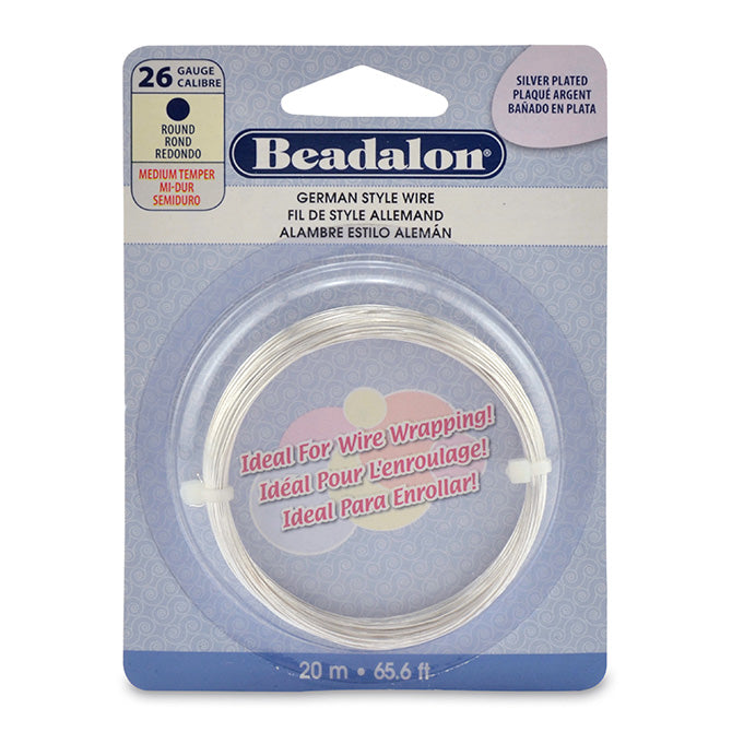 Beadalon German Wire, Silver Plated 26 Gauge Round German Wire (65.6ft Coil)