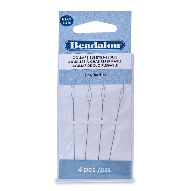 Beadalon, Fine 2.25in Collapsible Eye Beading Needles - 4 Needles