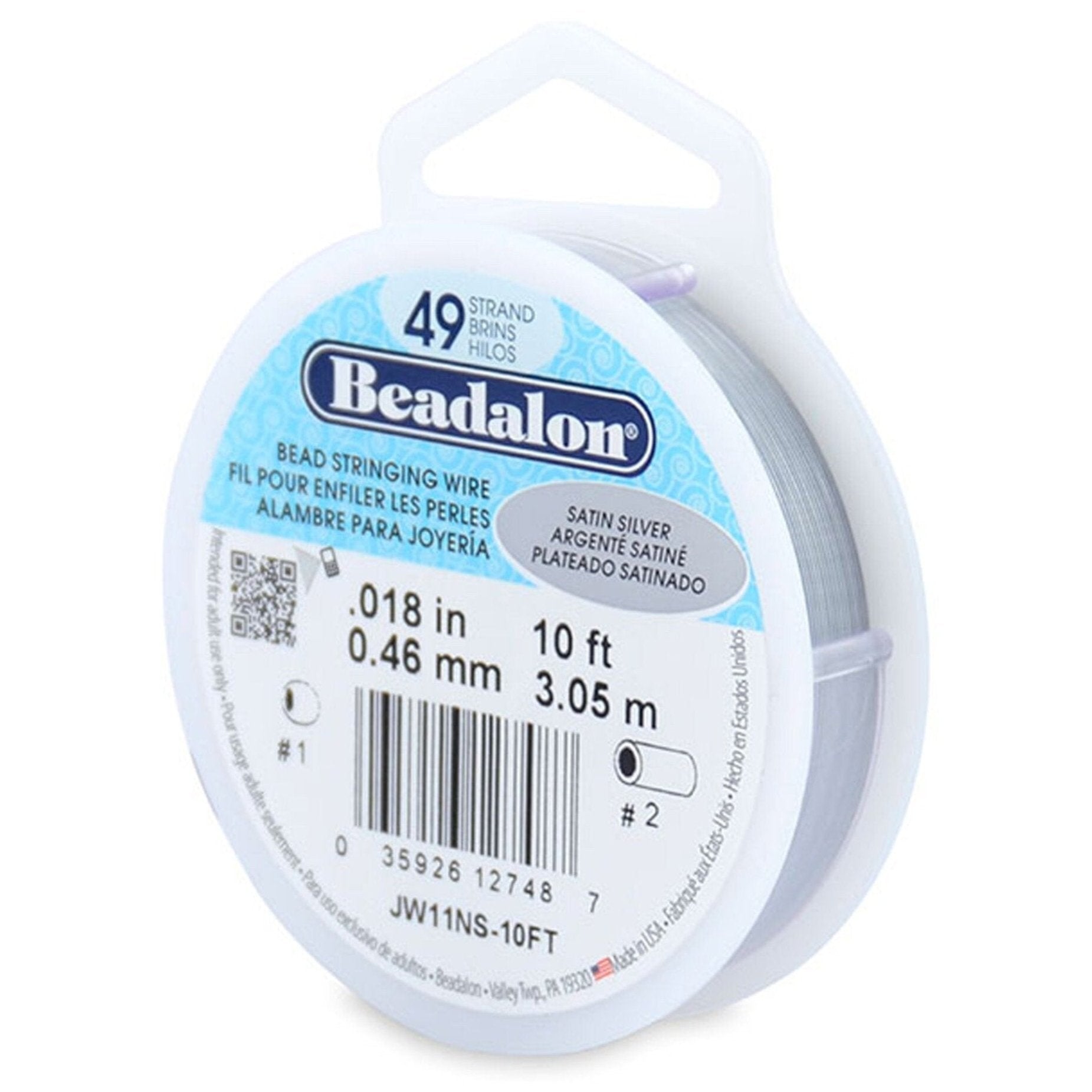 Beadalon 49 Strand Satin Silver .018" Stainless Steel Flex Wire - 10ft Spool
