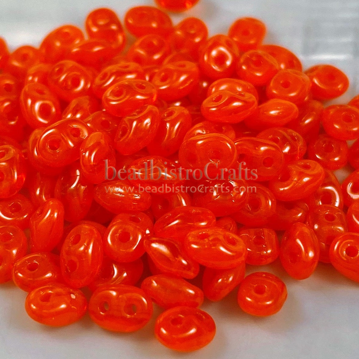 SuperDuo 2.5x5mm Hyacinth Orange Opal 2-Hole Czech Seed Beads ~ 10g