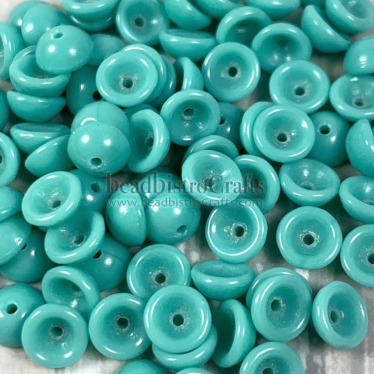 TeaCup Bead Turquoise Green 4mm Czech Glass Bead Cap ~ 100pcs